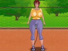 Anime boobs bounce up and down in cartoon game